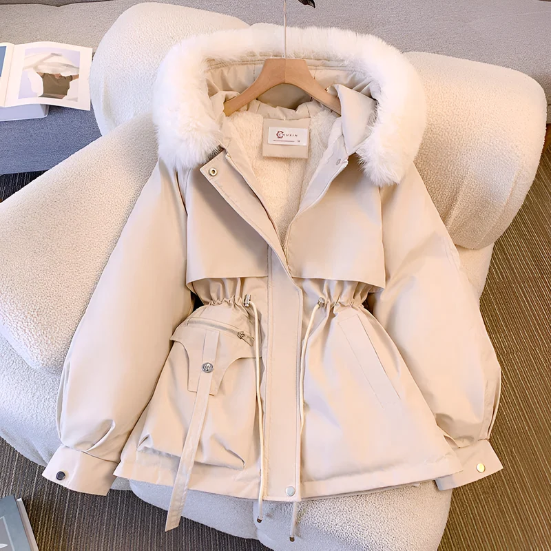Annika | Damen Kapuzen Winter Parka Mantel mit Kunstfell