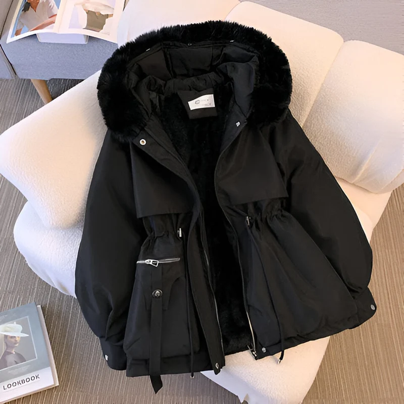 Annika | Damen Kapuzen Winter Parka Mantel mit Kunstfell