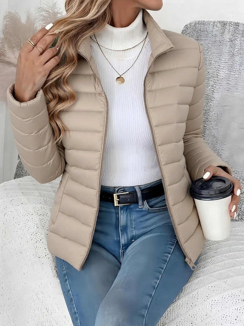 Elisabeth | Damen Steppjacke leichter Women Coat Stehkragen Reißverschluss Herbst Winter