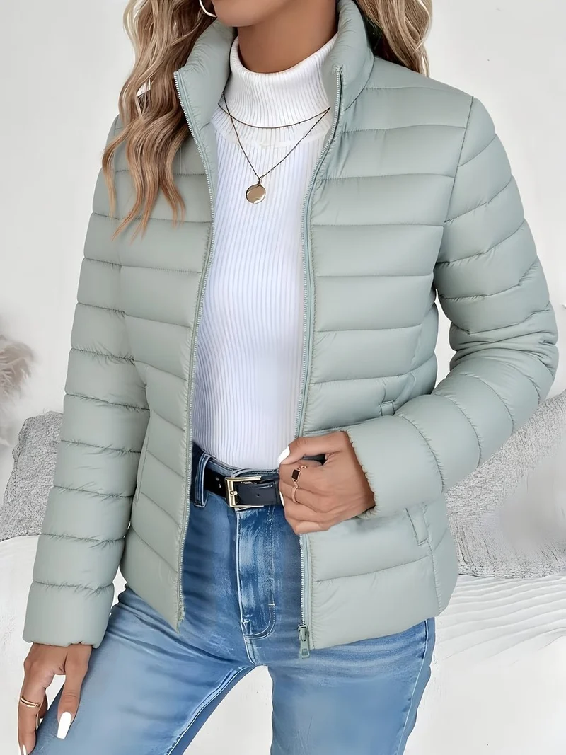 Elisabeth | Damen Steppjacke leichter Women Coat Stehkragen Reißverschluss Herbst Winter