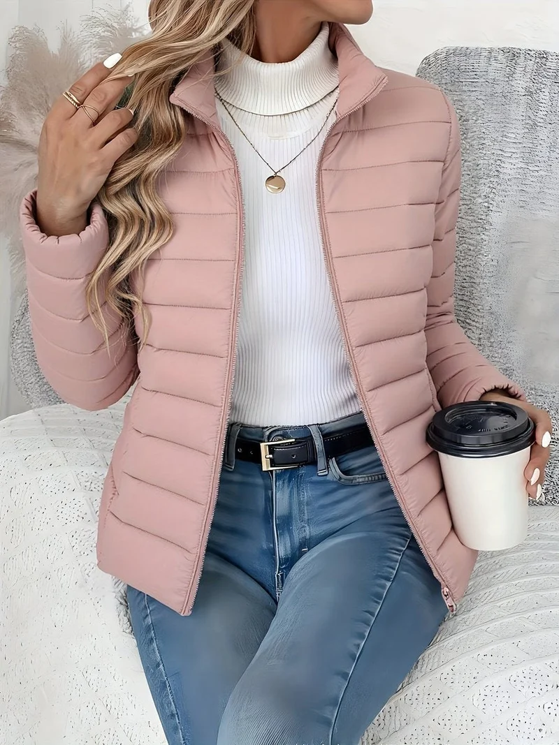 Elisabeth | Damen Steppjacke leichter Women Coat Stehkragen Reißverschluss Herbst Winter