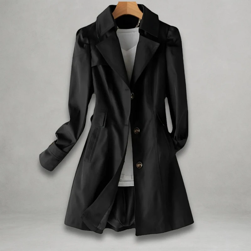 Clara | Damen Trenchcoat klassischer Schnitt Knopfleiste Umlegekragen