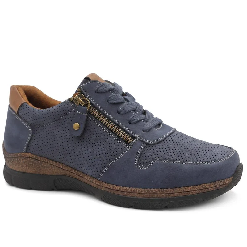 Wide Fit Casual Zip & Lace Shoes - WOIL44055 / 329 767