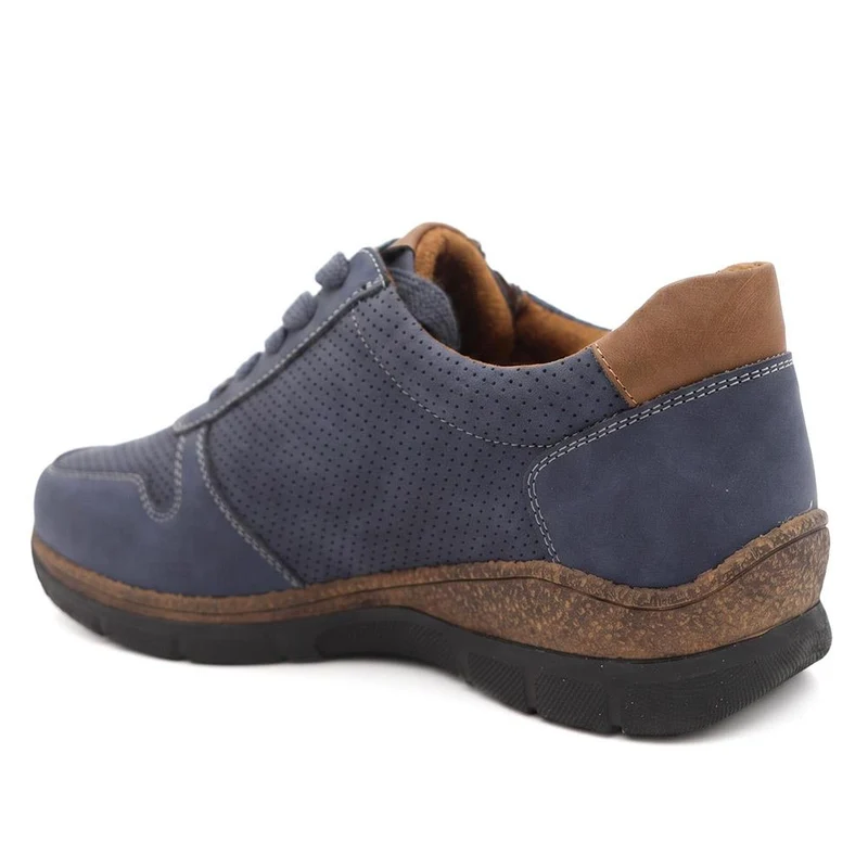Wide Fit Casual Zip & Lace Shoes - WOIL44055 / 329 767 - Navy