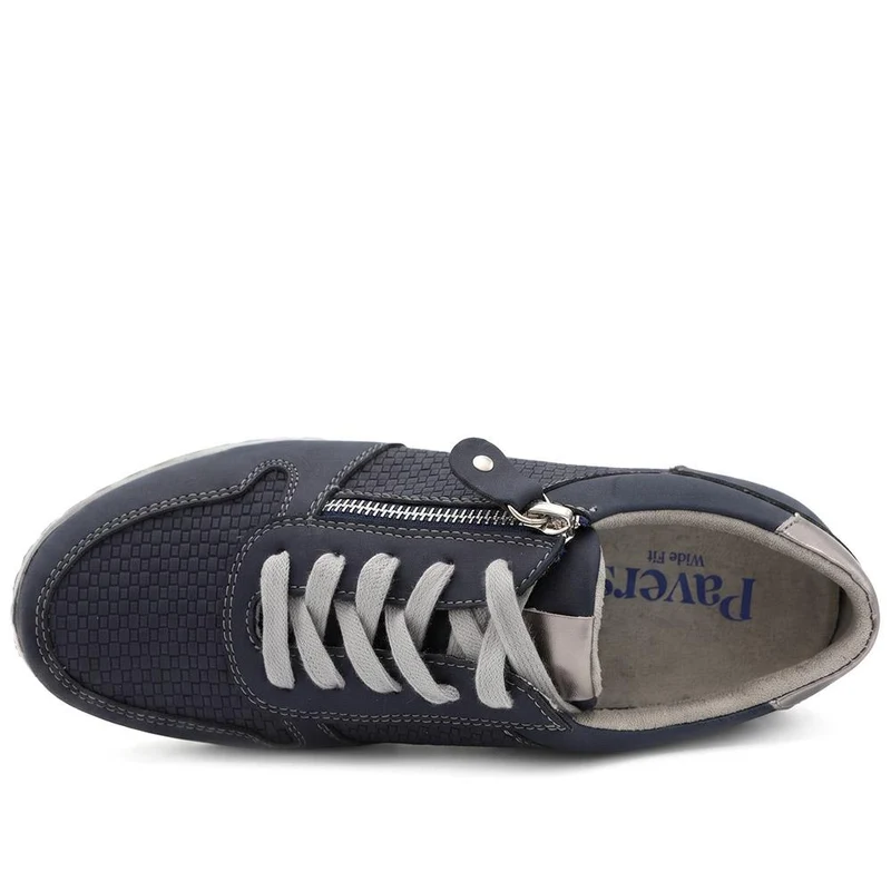 Wide Fit Casual Zip & Lace Trainers - WBINS43088 / 329 285 - Navy