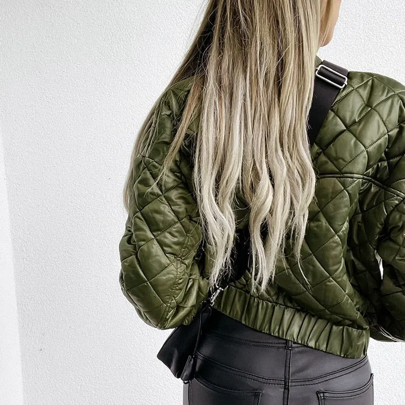 Nadine | Damen Gesteppte Kurze Bomberjacke mit Reißverschluss