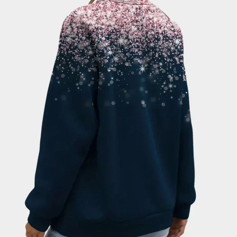 Elisabeth | Damen Weihnachtspullover mit funkelndem Sternenmuster Festlicher Langarmshirt