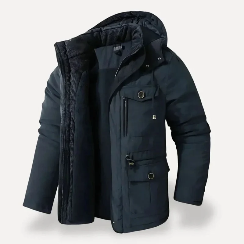Alexander | Herren Winterjacke mit Fleece-Futter robuste Outdoorjacke mit Kapuze