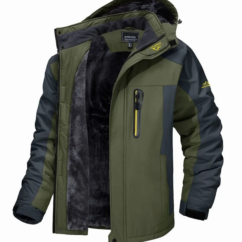 Alexander | Herren Fleecegefütterte Winterjacke mit Reißverschluss Kapuze Outdoor