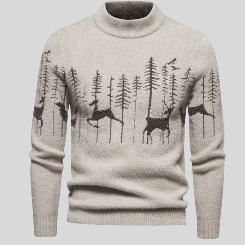 Alexander | Herren Weihnachtspullover mit Rentier- und Waldmotiv Strickpullover