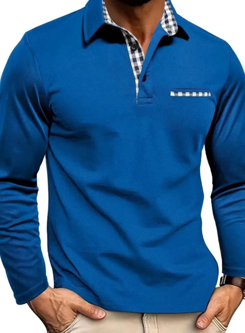 Fabian | Herren Langarm Polo-Shirt Klassischer Karo-Kragen Slim-Fit