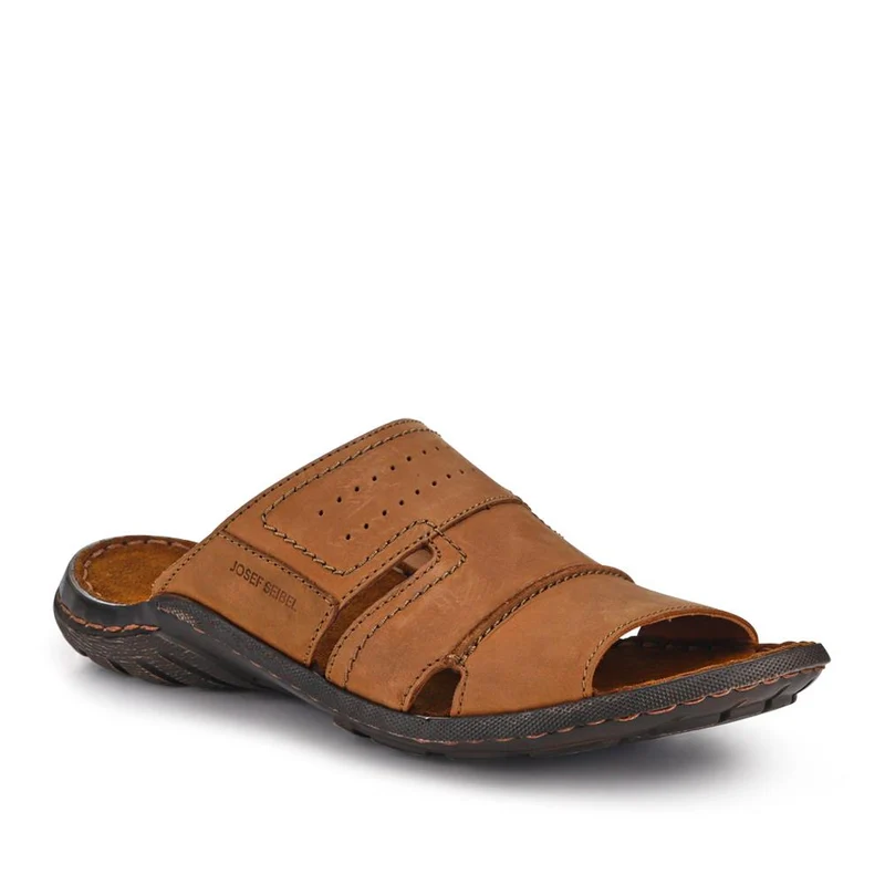 Wide-Fit Leather Mule Sandals - JOSEF41502 / 327 045 - Brown