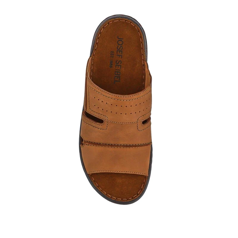 Wide-Fit Leather Mule Sandals - JOSEF41502 / 327 045 - Brown