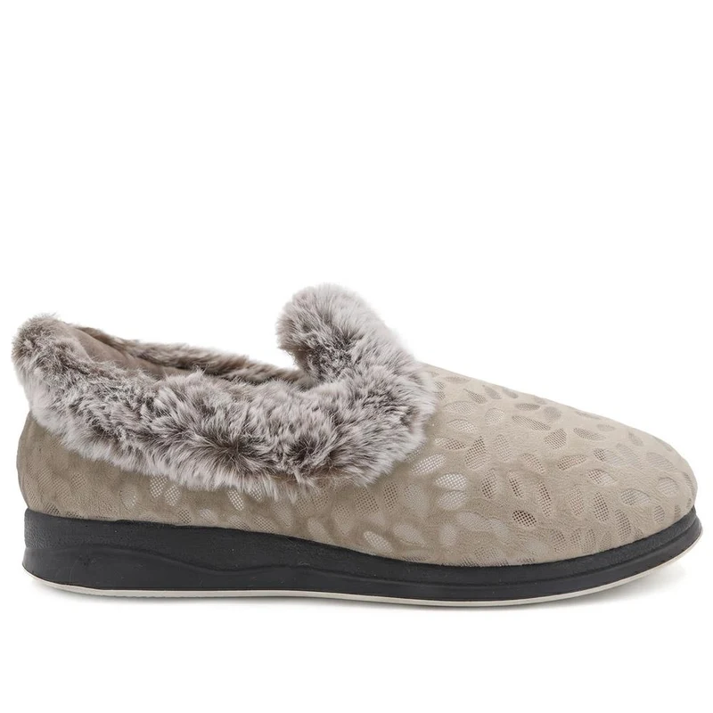 Wide Fit Hands Free Luxury Memory Foam Slippers - QING44000 / 329 841 - Natural