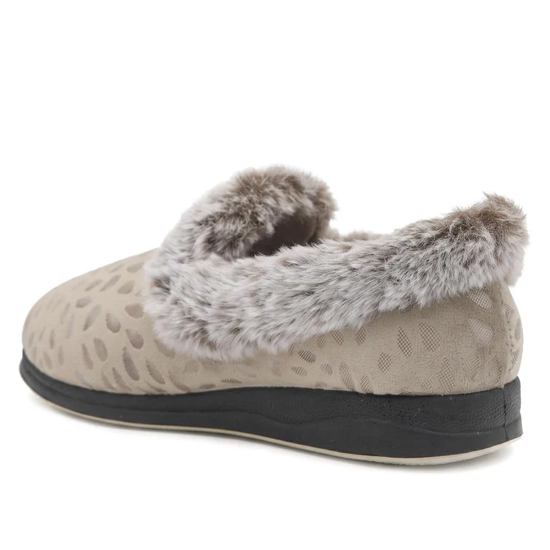 Wide Fit Hands Free Luxury Memory Foam Slippers - QING44000 / 329 841 - Natural