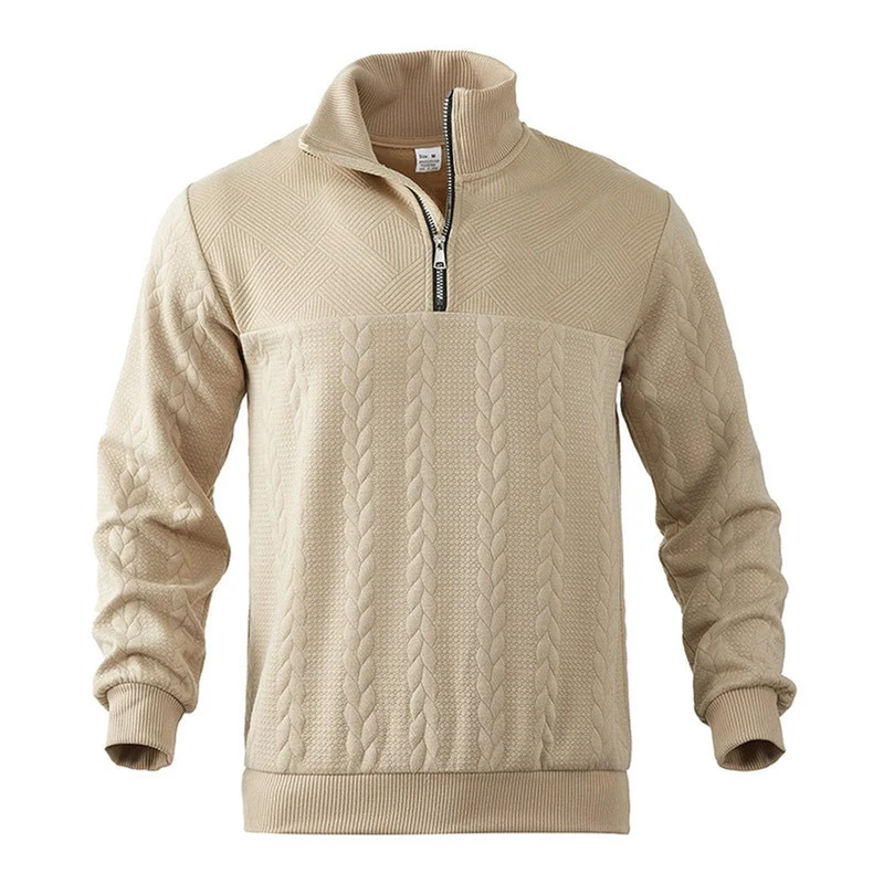 Lukas | Herren Strickpullover Zopfmuster Viertelreißverschluss Pullover