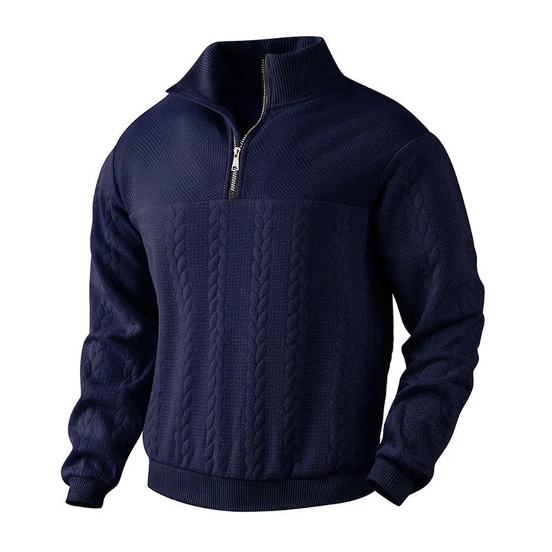Lukas | Herren Strickpullover Zopfmuster Viertelreißverschluss Pullover