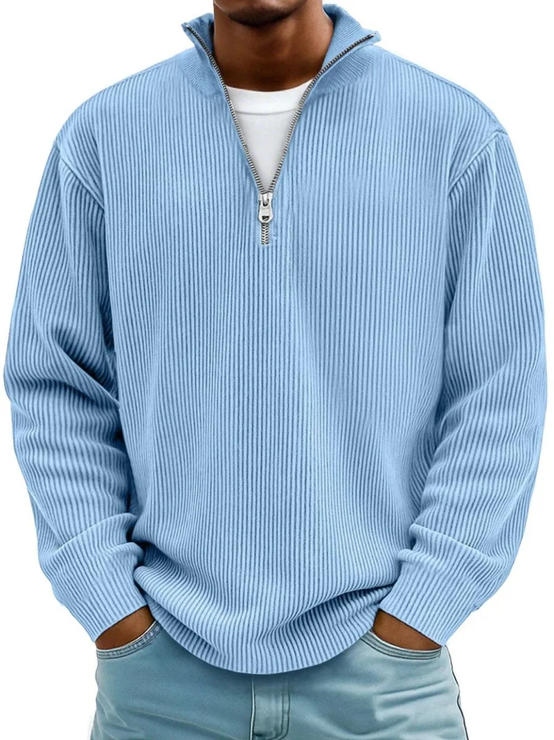 Fabian | Herren Strickpullover Halbzip Gerippter Langarm Sweater