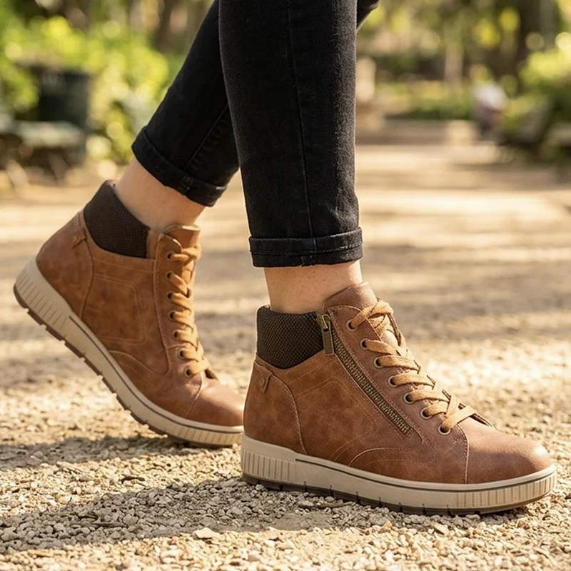 Wide Fit Zip & Lace Fasten Hi-Tops - SIN44002 / 329 614 - Tan