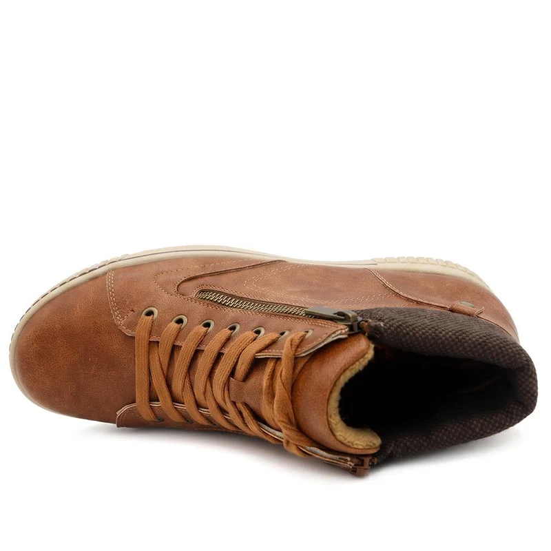 Wide Fit Zip & Lace Fasten Hi-Tops - SIN44002 / 329 614 - Tan