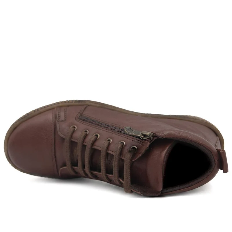 Leather Lace-Up Boots - HAK40013 / 326 039 - Chocolate