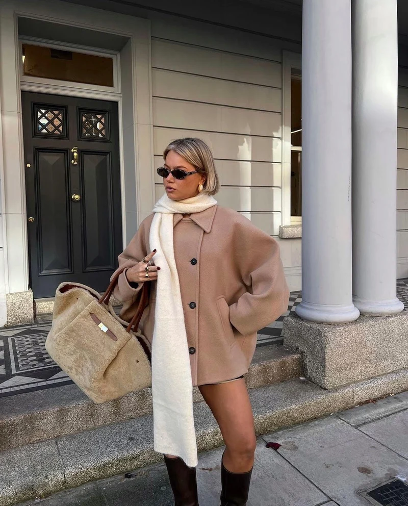 Gabriela | Damen Oversized Gerade Geschnittener Wintermantel