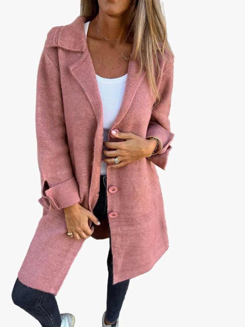 Karin | Damen Stylischer Button-Front Mantel im Relaxed Fit