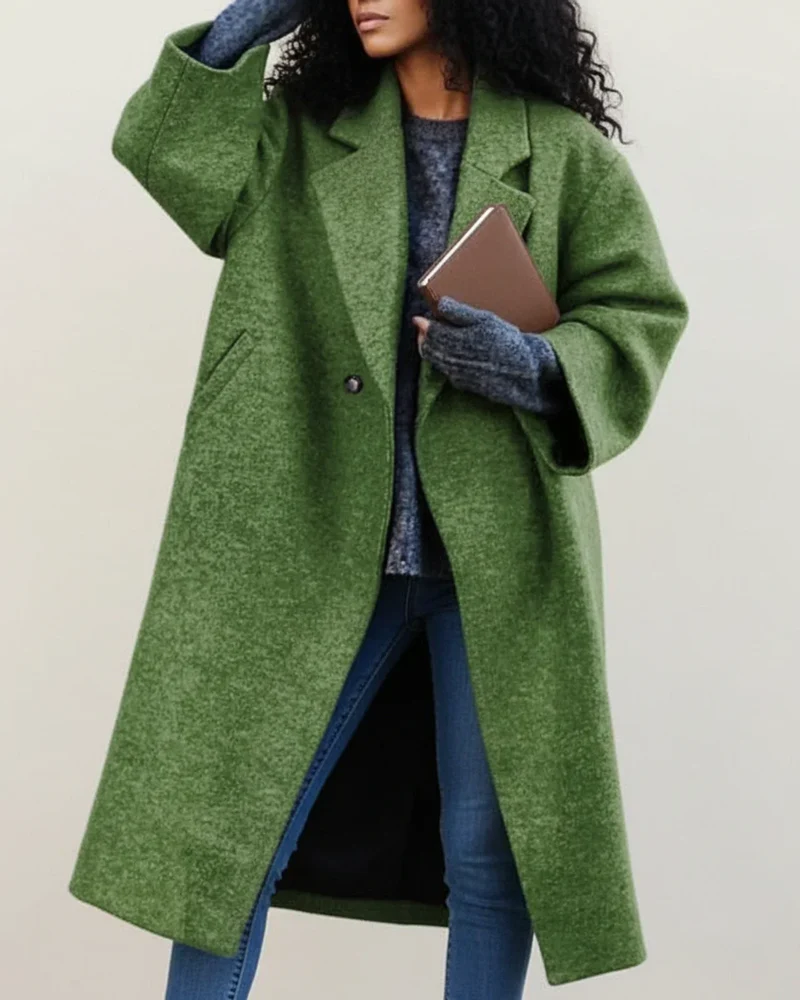 Sarah | Damen Bunter Langer Wintermantel aus Wolle