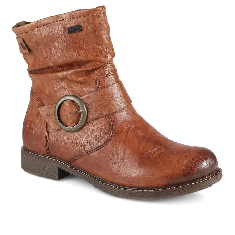 Rieker Wide Fit Buckle Detail Slouch Ankle Boots - RKR44500 / 329 727