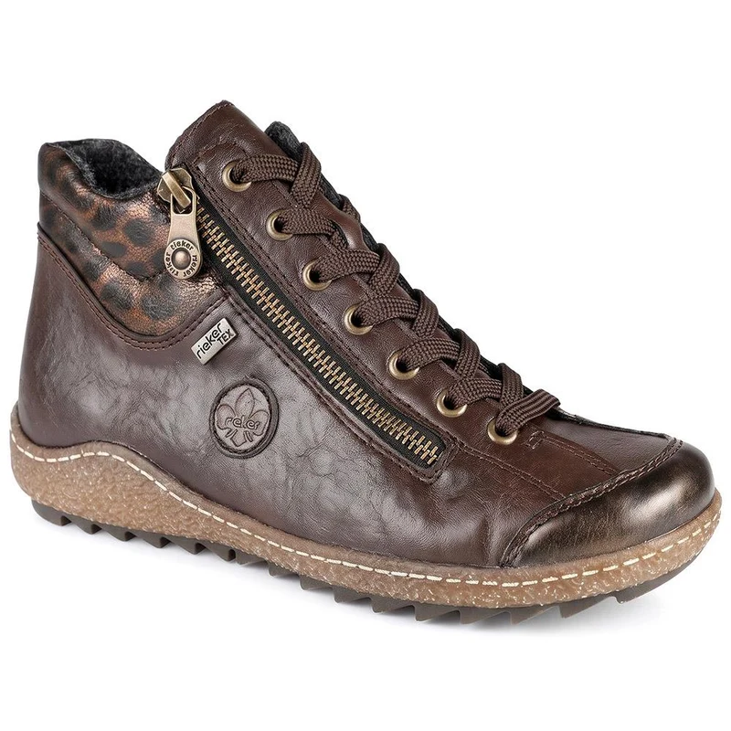 Rieker Zip & Lace High-Top Trainers - RKR42531 / 327 695 - Chocolate