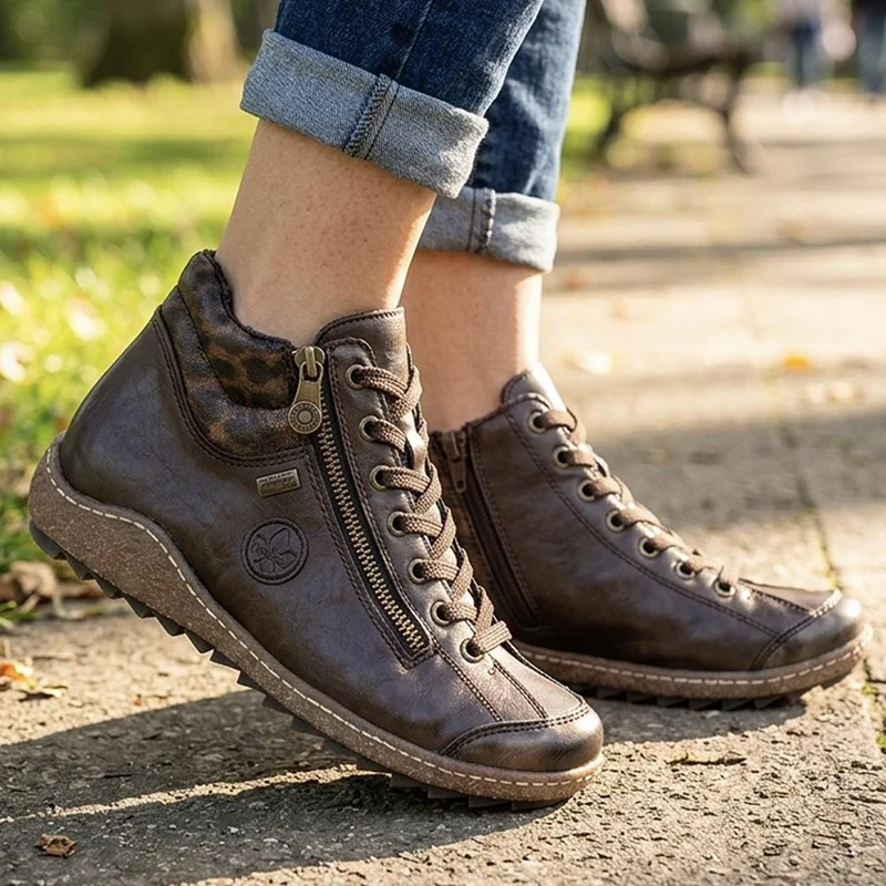 Rieker Zip & Lace High-Top Trainers - RKR42531 / 327 695 - Chocolate