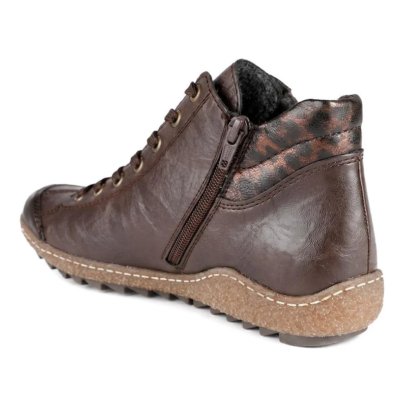 Rieker Zip & Lace High-Top Trainers - RKR42531 / 327 695 - Chocolate