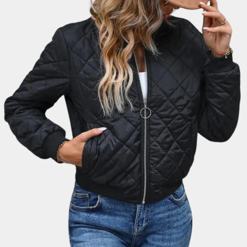 Katharina | Damen Moderne Kurz-Steppjacke mit durchgehendem Reißverschluss