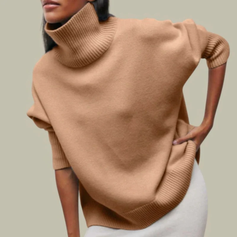Annika | Locker Geschnittener Rollkragen Strickpullover für Damen Oversized