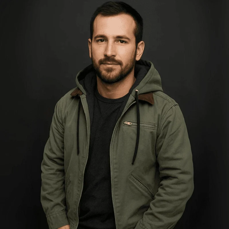 Sebastian | Herren Vintage Winterjacke mit Kapuze und Reißverschluss Fleecefutter