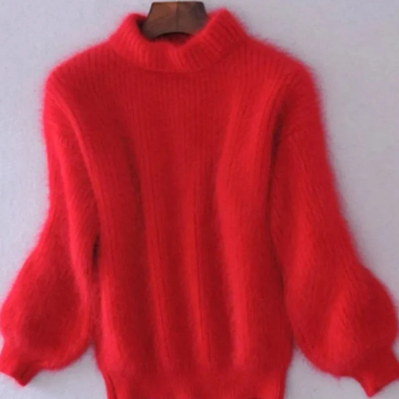 Johanna | Damen Flauschiger Rollkragenpullover mit hohem Kragen Oversized Strick