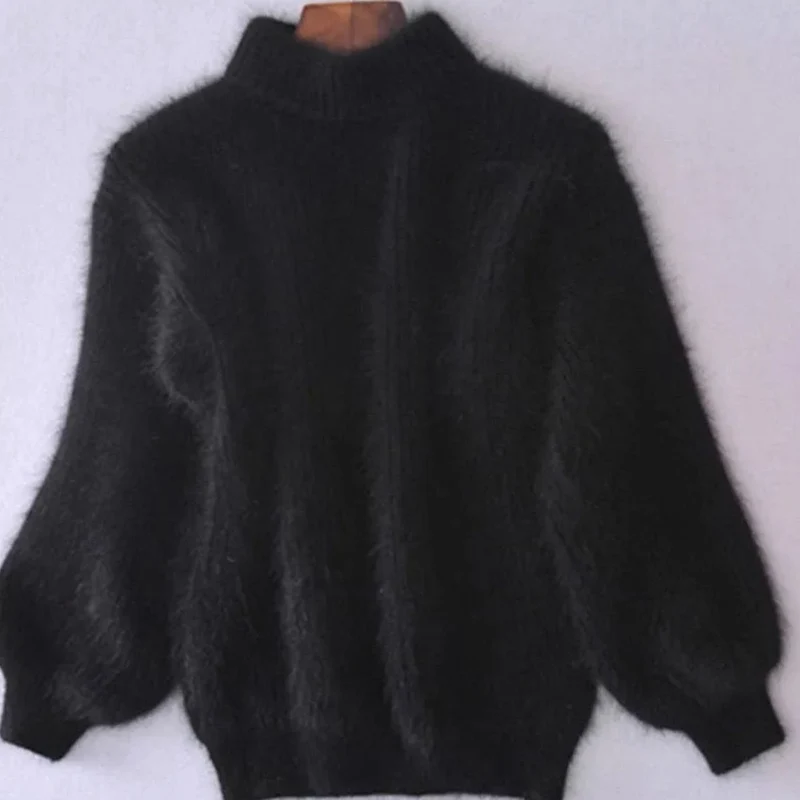 Johanna | Damen Flauschiger Rollkragenpullover mit hohem Kragen Oversized Strick