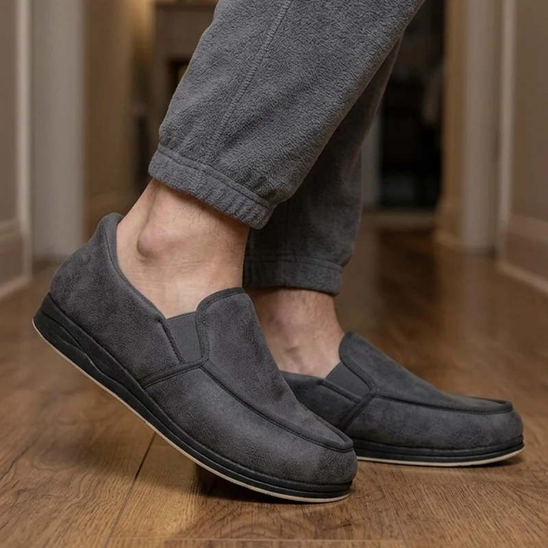 Easy Step In Extra Wide Memory Foam Slippers - QING42000 / 327 899 - Grey