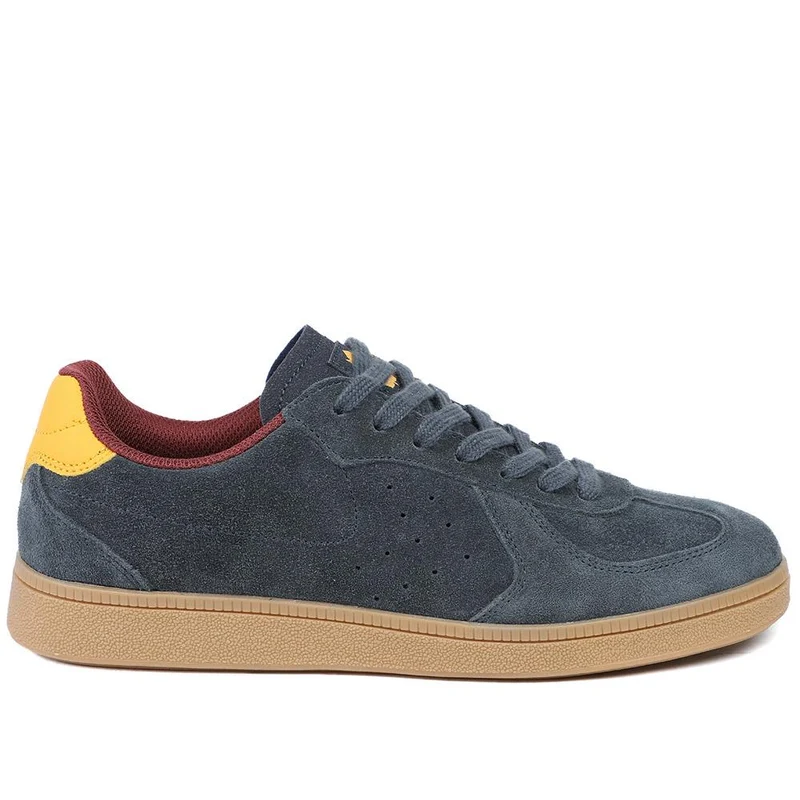 Leather Suede Lace Up Trainers - DINGX43004 / 329 047 - Navy