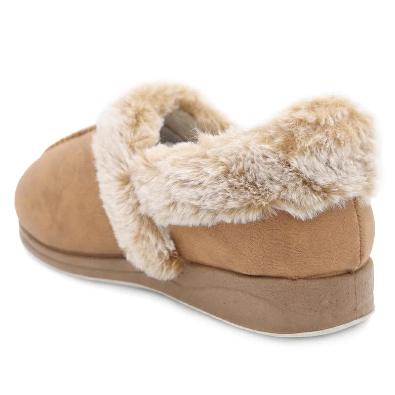 Wide Fit Hands Free Fur Lined Full Slippers - QING44003 / 329 843 - Chestnut