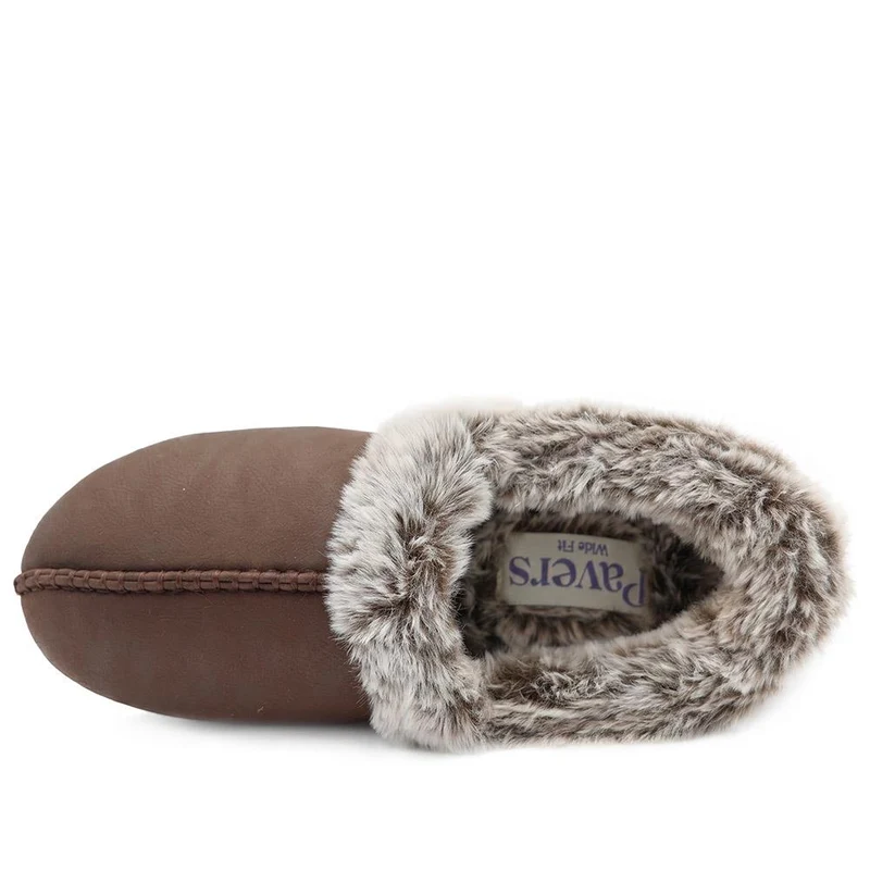 Wide Fit Hands Free Fur Lined Full Slippers - QING44003 / 329 843 - Chocolate