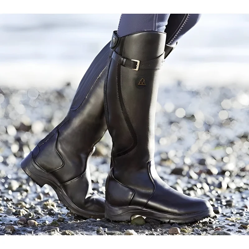 Leonie | Damen Wasserdichte Knee High Boots Kniehoch Lederstiefel Schnalle
