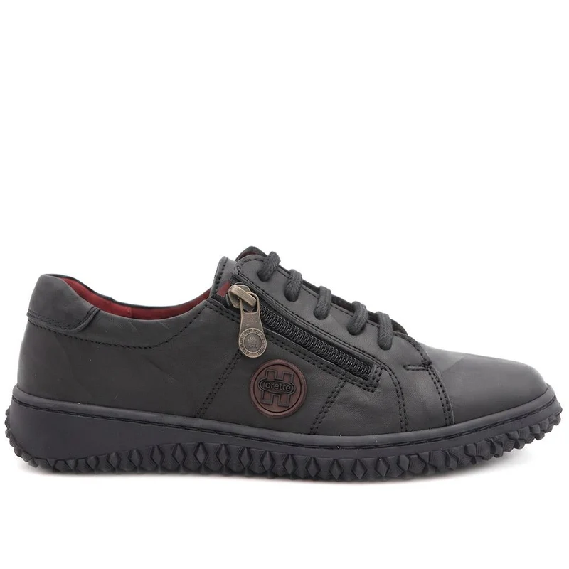 Loretta Leather Trainers - HAK38023 / 324 496 - Black-Black