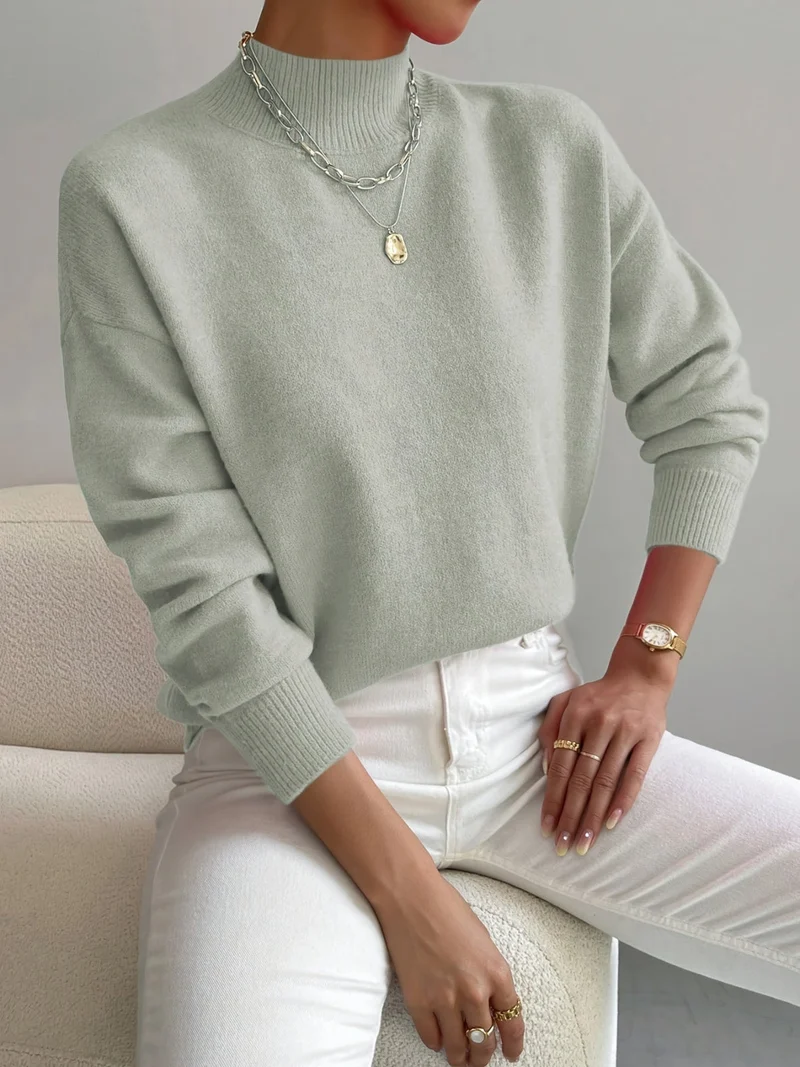 Eva | Damen Frühlings Mock Neck Pullover