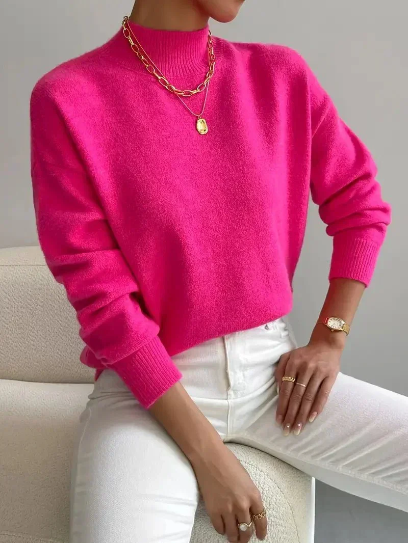 Eva | Damen Frühlings Mock Neck Pullover
