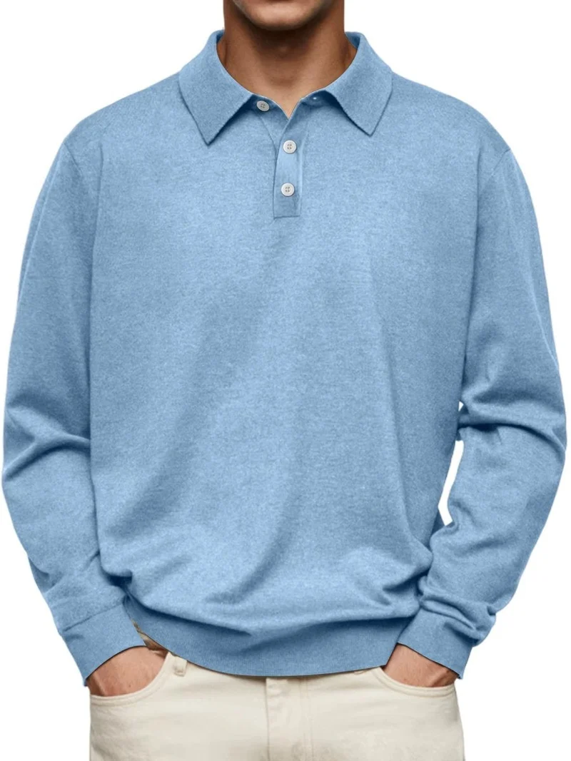 Leon | Herren Langarm-Poloshirt klassischer Schnitt knitterarm