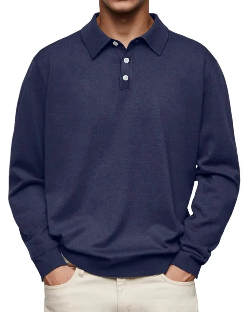 Leon | Herren Langarm-Poloshirt klassischer Schnitt knitterarm