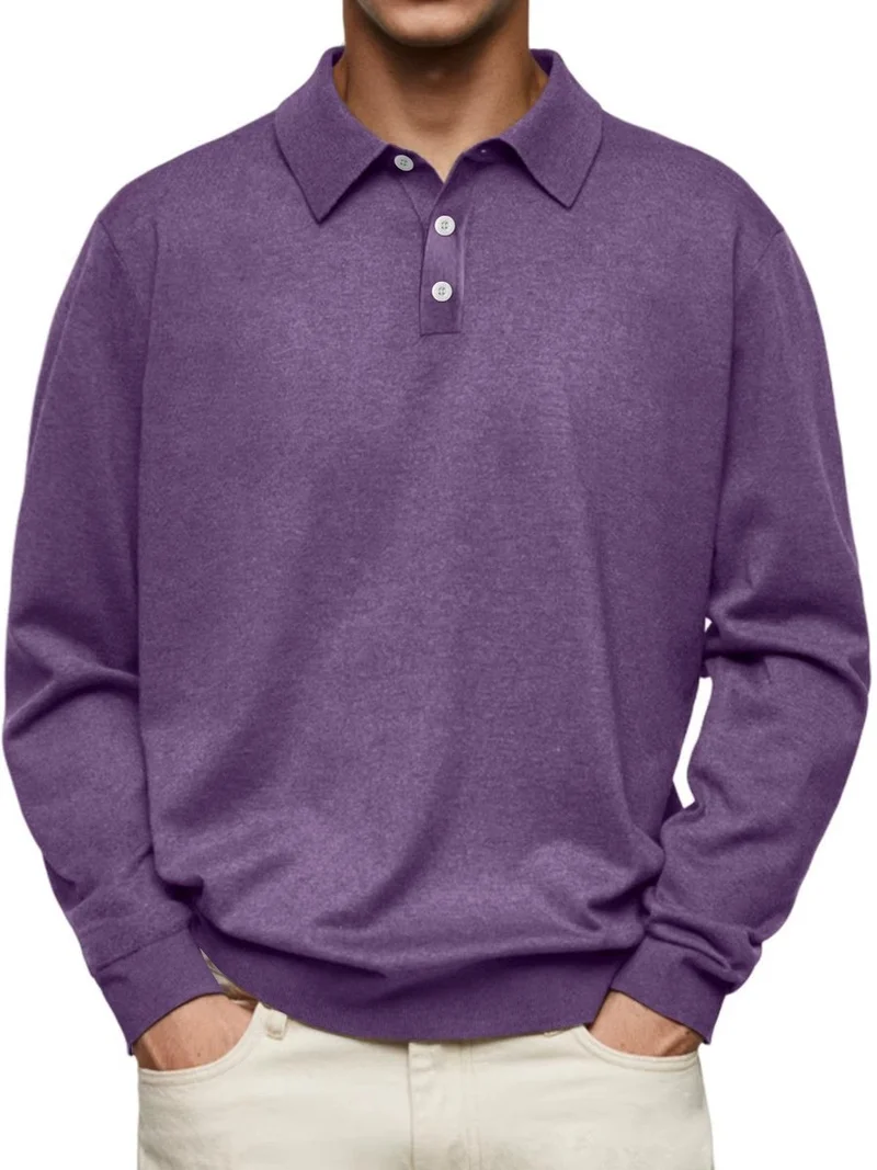 Leon | Herren Langarm-Poloshirt klassischer Schnitt knitterarm