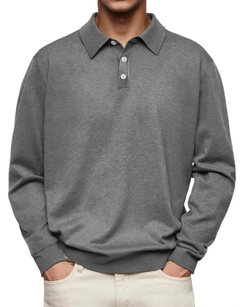 Leon | Herren Langarm-Poloshirt klassischer Schnitt knitterarm