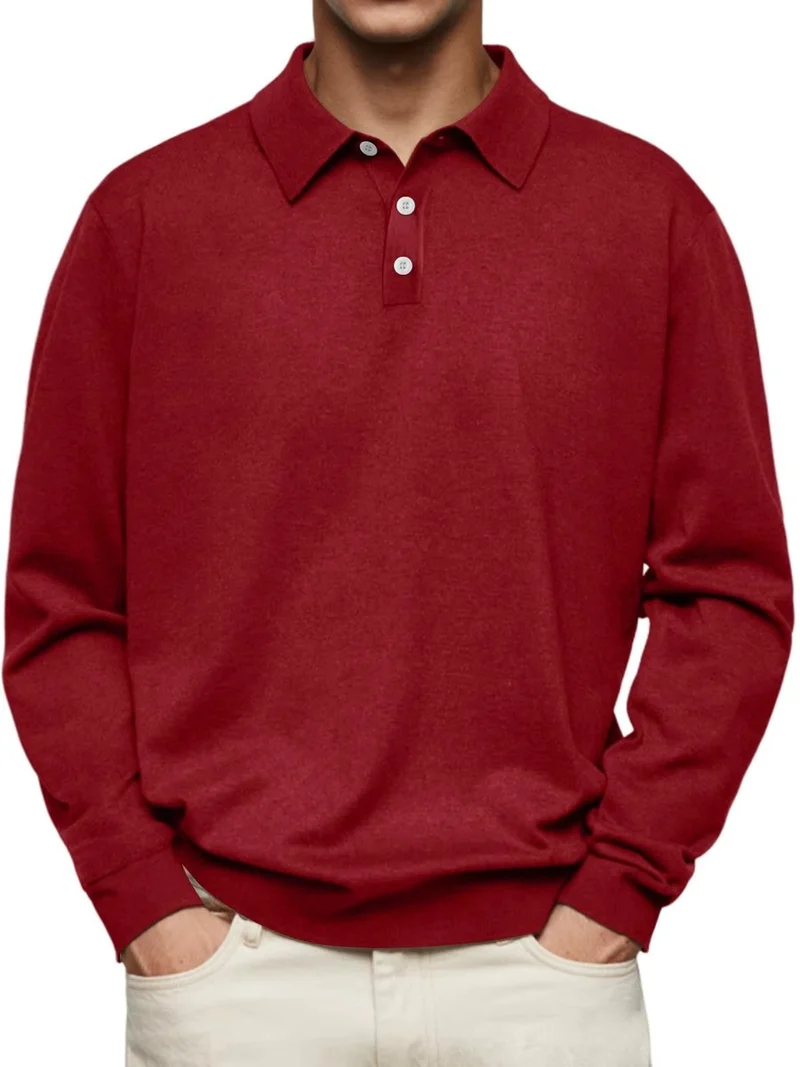Leon | Herren Langarm-Poloshirt klassischer Schnitt knitterarm
